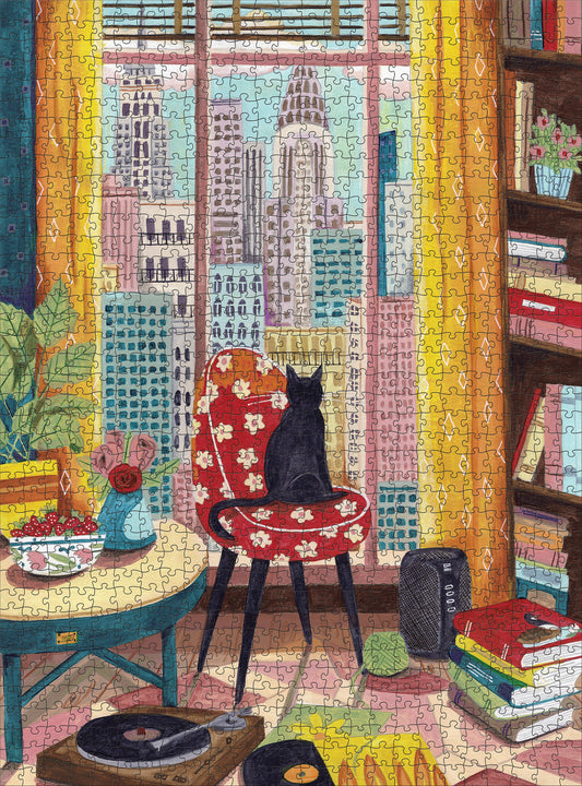 Caroline Bonne Müller: Black Cat in New York Window 1000-Piece Jigsaw Puzzle_Primary