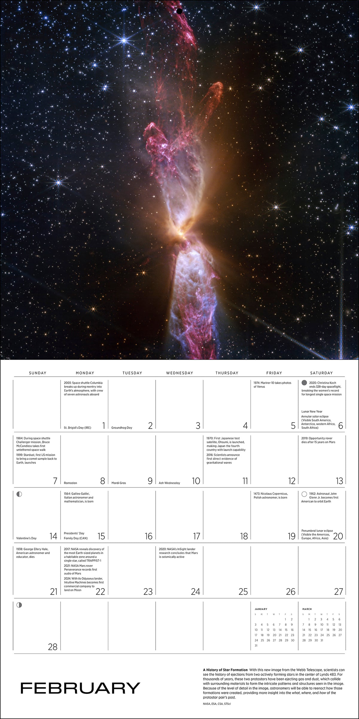 Space: Views from the Hubble and James Webb Telescopes 2027 Wall Calendar_Interior_2