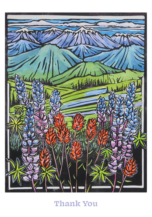 Molly Hashimoto: Paintbrush and Lupine Boxed Thank You Notes_Primary