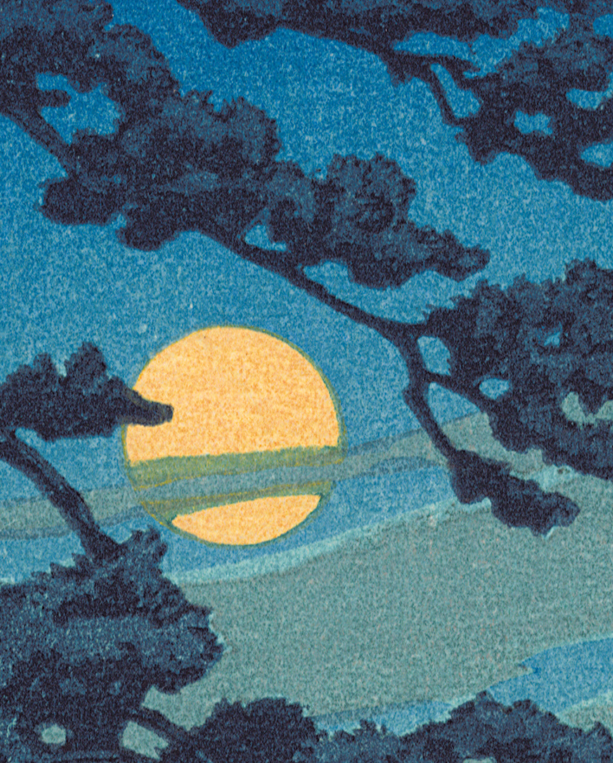 Kawase Hasui: Full Moon at Magome Bookmark_Zoom