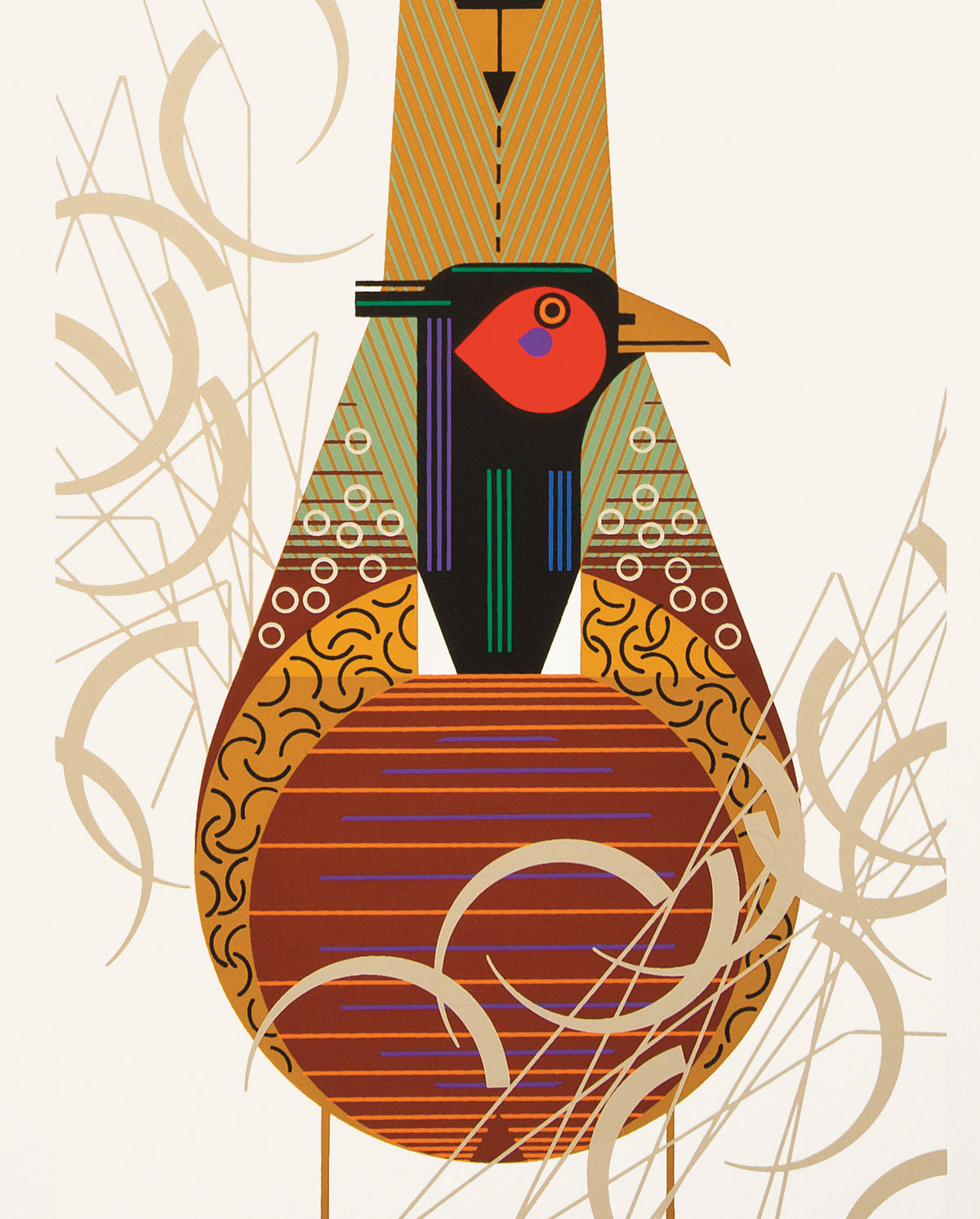 Charley Harper: Phancy Pheathers Bookmark_Zoom