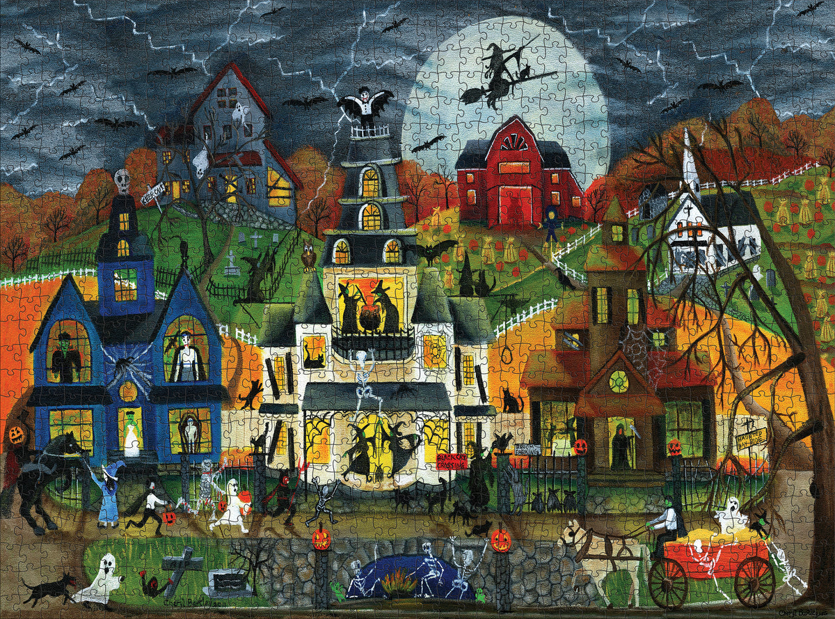 Cheryl Bartley: Spooky Street 1000-Piece Jigsaw Puzzle_Zoom