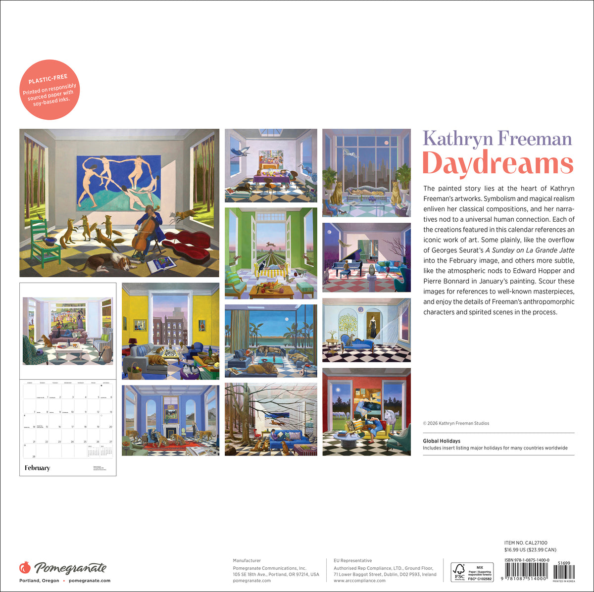 Kathryn Freeman: Daydreams 2027 Wall Calendar_Back_Multipiece