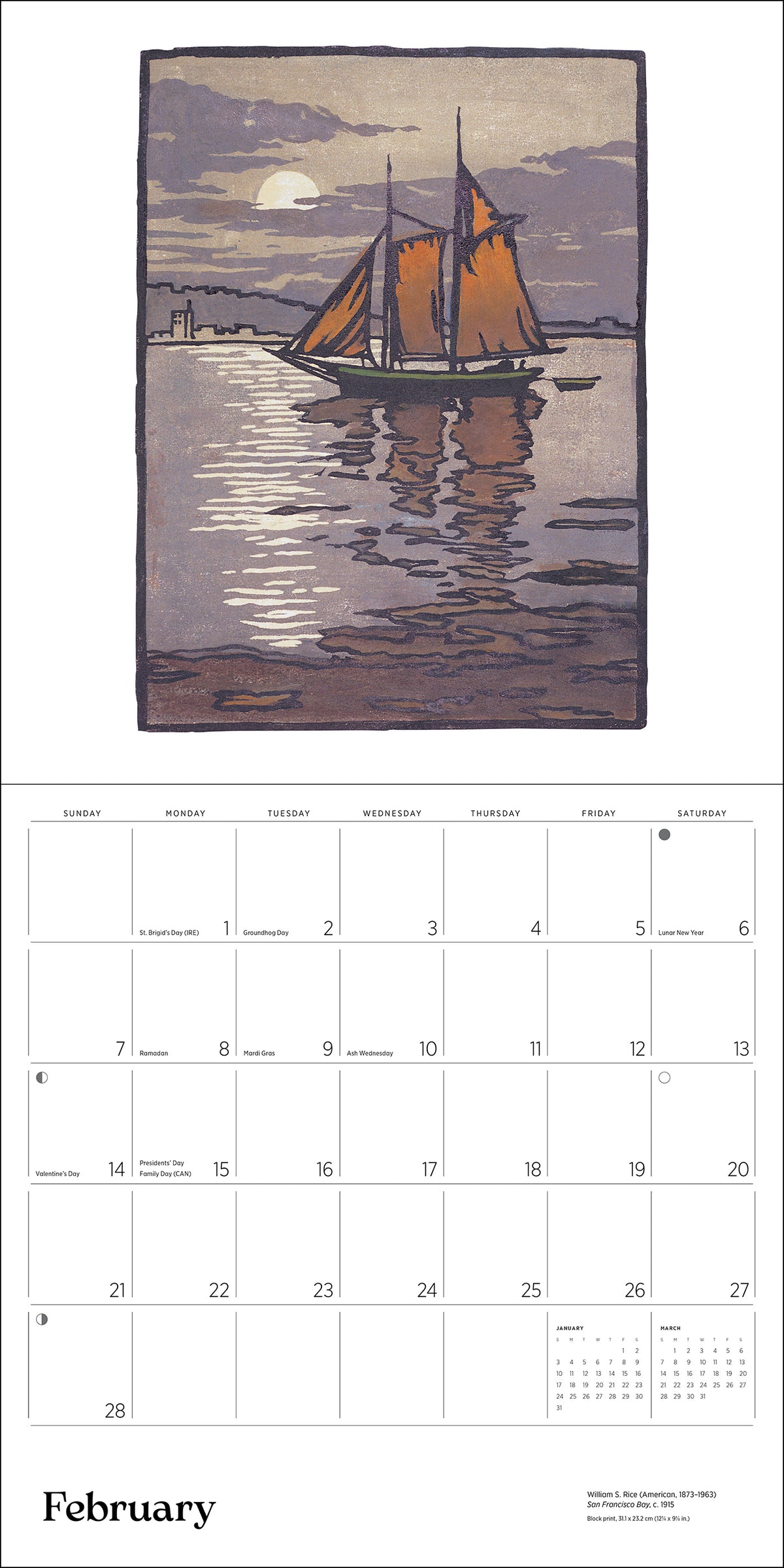 Arts & Crafts Block Prints by William S. Rice 2027 Wall Calendar_Interior_2