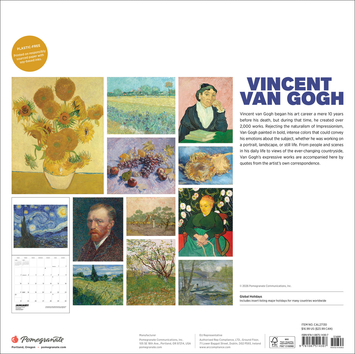 Vincent van Gogh 2027 Wall Calendar_Back_Multipiece