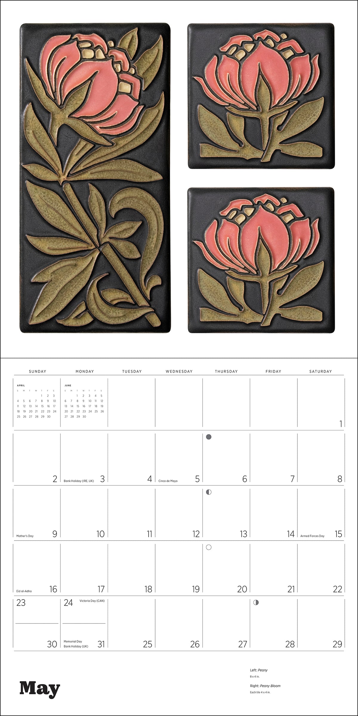 Arts & Crafts Tiles: Made by Motawi Tileworks 2027 Wall Calendar_Interior_1