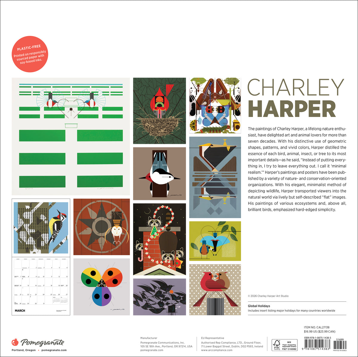 Charley Harper 2027 Wall Calendar_Back_Multipiece