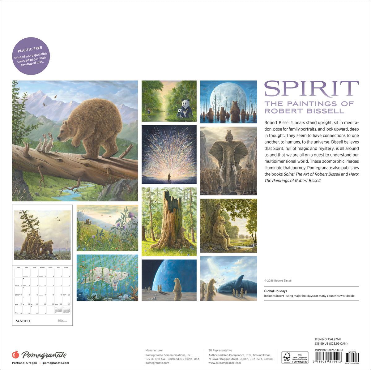 Spirit: The Paintings of Robert Bissell 2027 Wall Calendar_Back_Multipiece