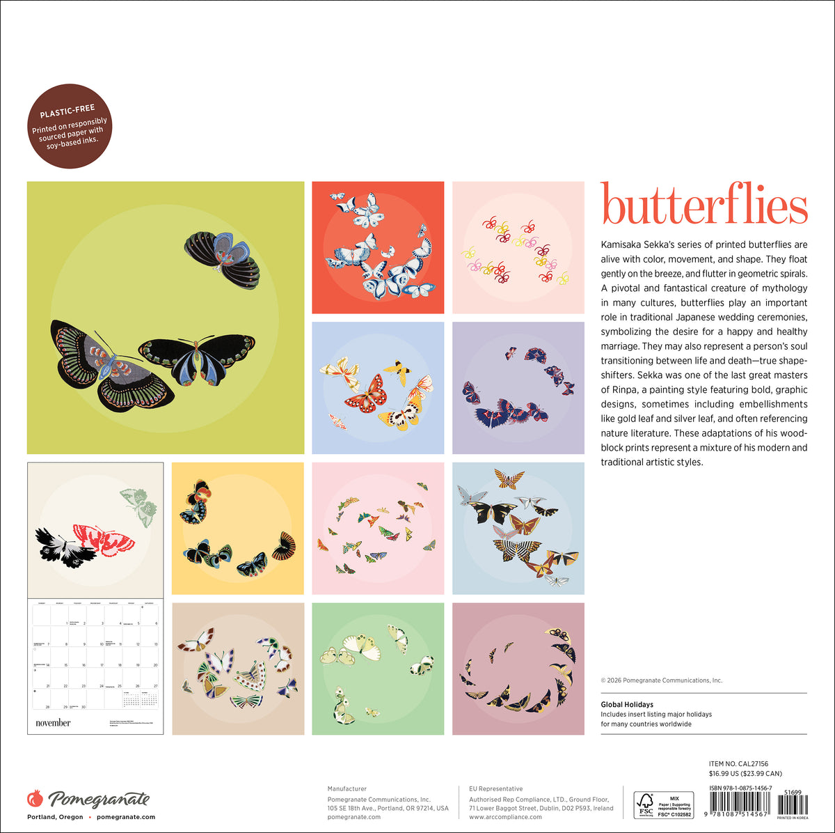 Butterflies 2027 Wall Calendar_Back_Multipiece