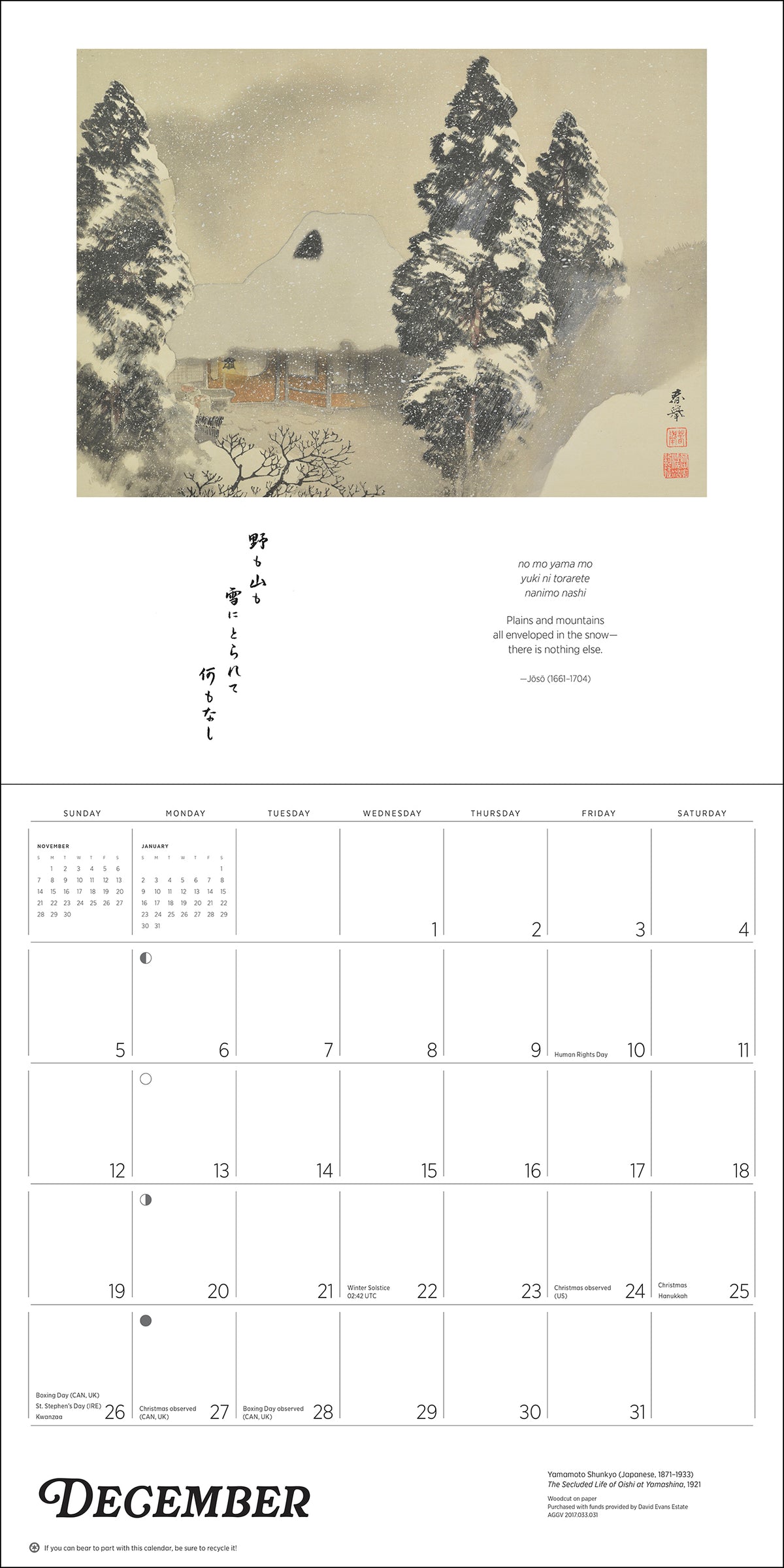 Haiku: Japanese Art and Poetry 2027 Wall Calendar_Interior_3
