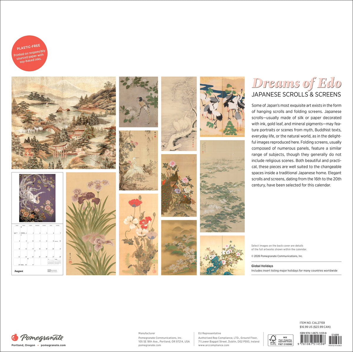 Dreams of Edo: Japanese Scrolls & Screens 2027 Wall Calendar_Back_Multipiece