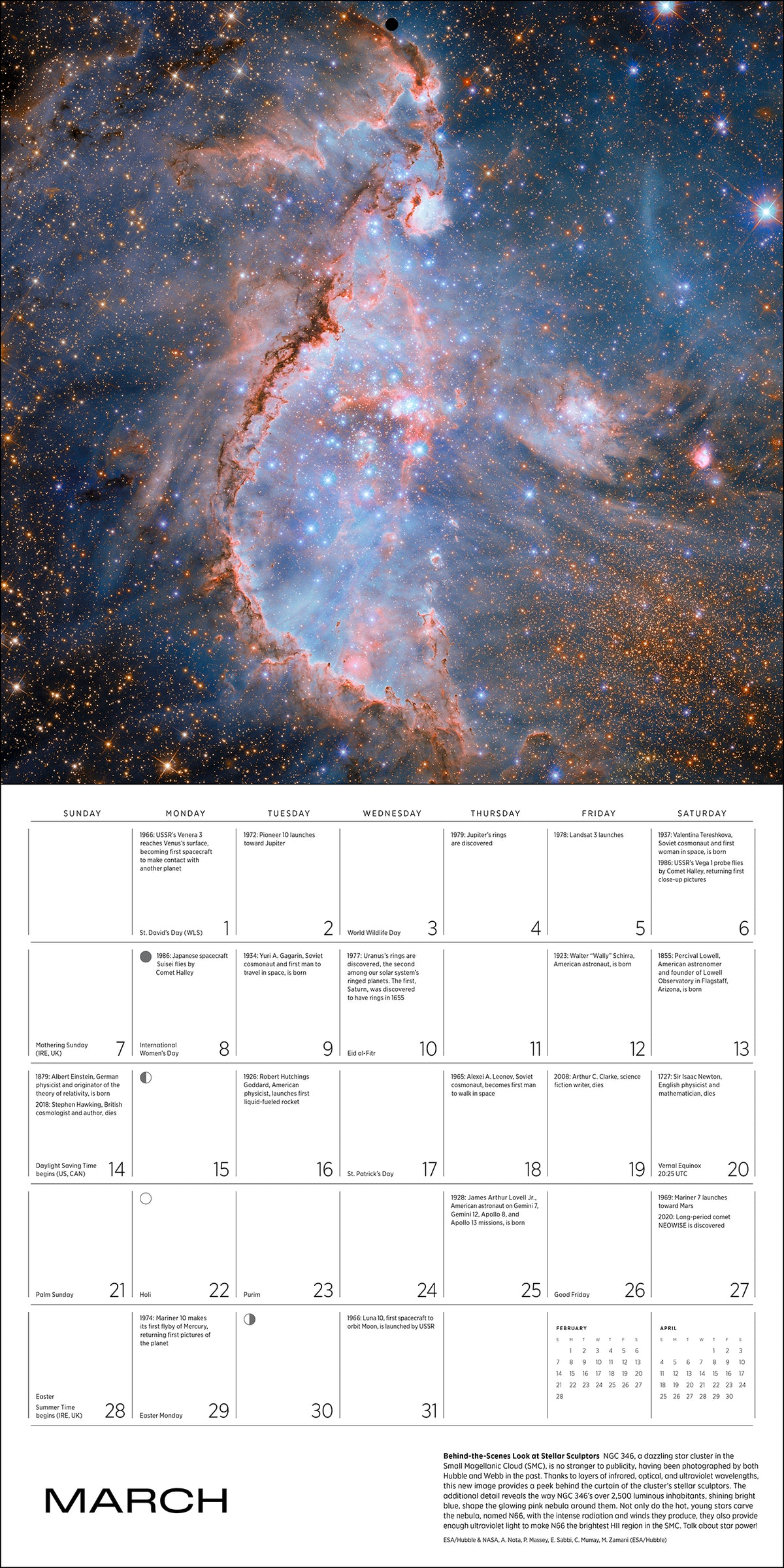 Space: Views from the Hubble and James Webb Telescopes 2027 Wall Calendar_Interior_3