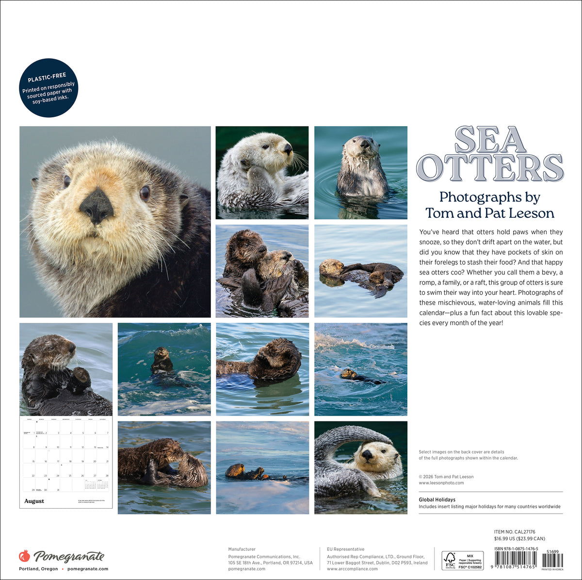 Sea Otters: Photographs by Tom and Pat Leeson 2027 Wall Calendar_Back_Multipiece