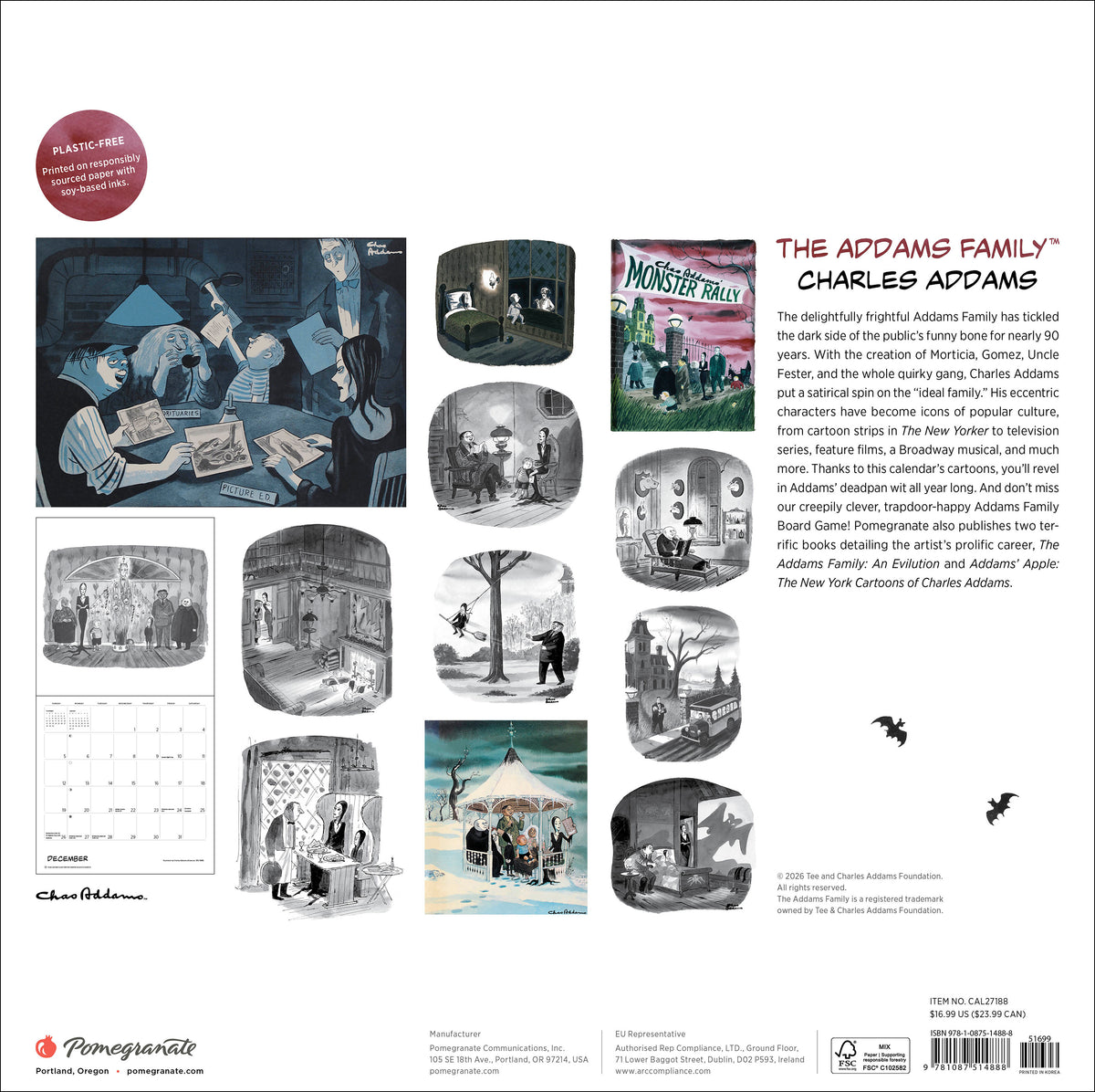 Charles Addams: The Addams Family 2027 Wall Calendar_Back_Multipiece