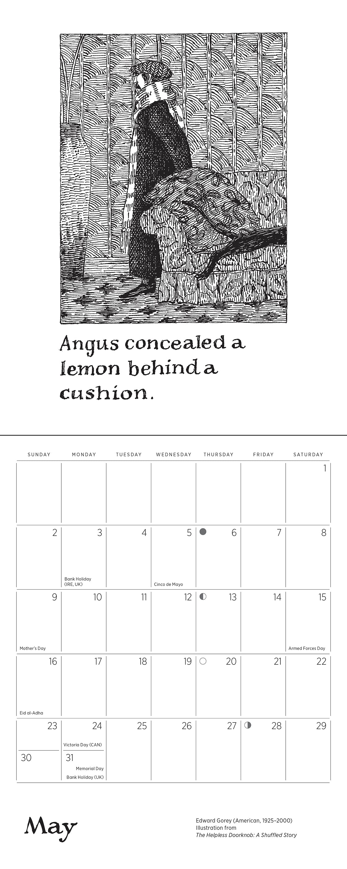 Edward Gorey: The Helpless Doorknob 2027 Mini Wall Calendar_Interior_3
