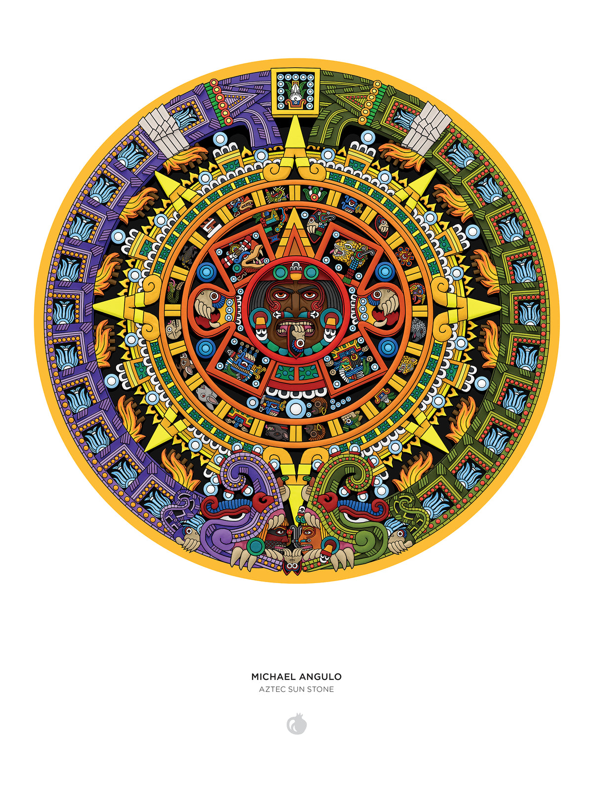 Michael Angulo: Aztec Sun Stone 1000-Piece Circular Jigsaw Puzzle_Interior_1