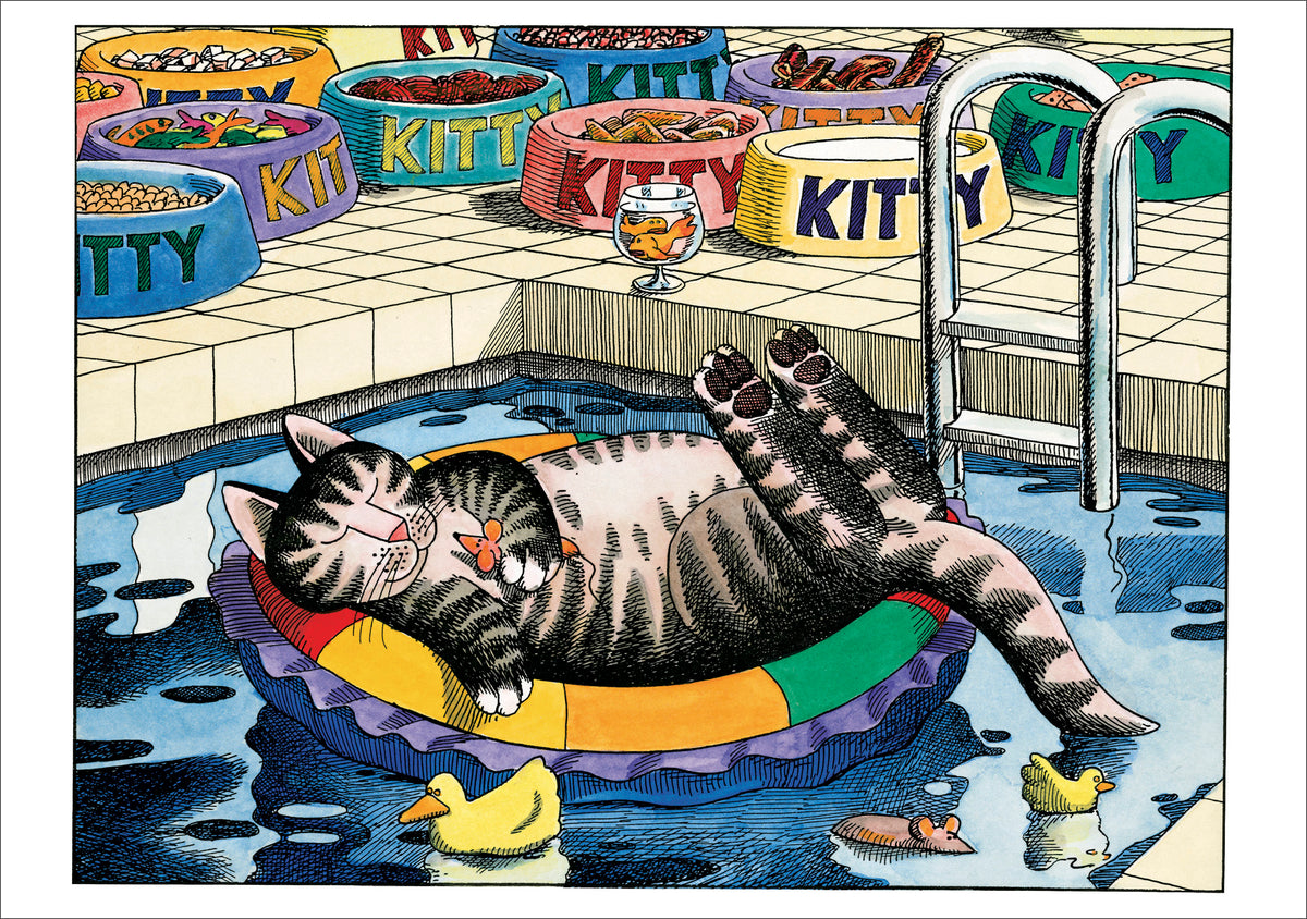 B. Kliban: PoolCat Birthday Card_Front_Flat