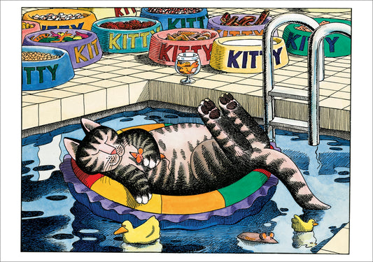 B. Kliban: PoolCat Birthday Card_Front_Flat