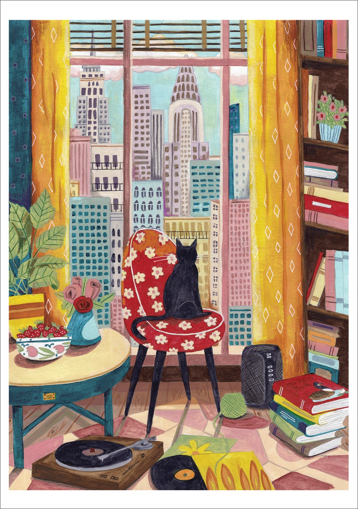Caroline Bonne Müller: Black Cat in New York Window Notecard_Front_Flat