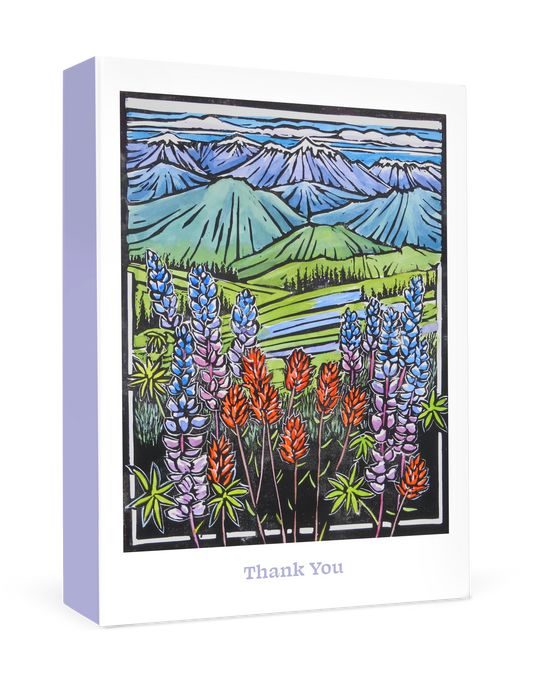 Molly Hashimoto: Paintbrush and Lupine Boxed Thank You Notes_Primary